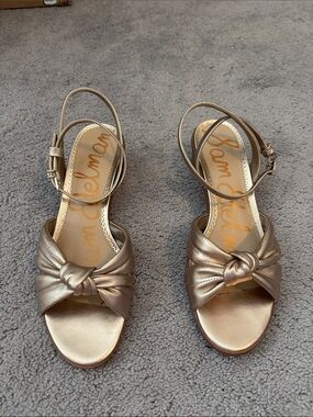 Sam Edelman Rose Gold Knot Front Ankle-Strap Sandals